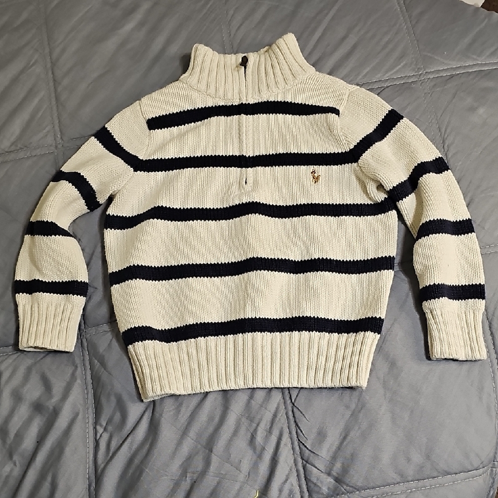 Polo Ralph Lauren Cream and Black Zip-Up Sweater